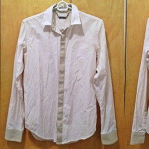 Mens Dress Shirt in Striped Beige